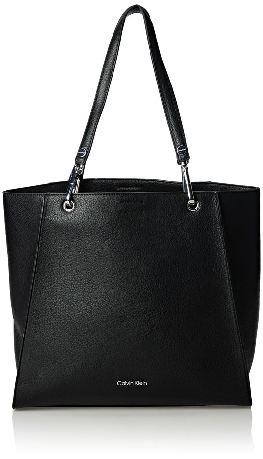 Calvin Klein Reyna Novelty Satchel, Black/Silver, One size