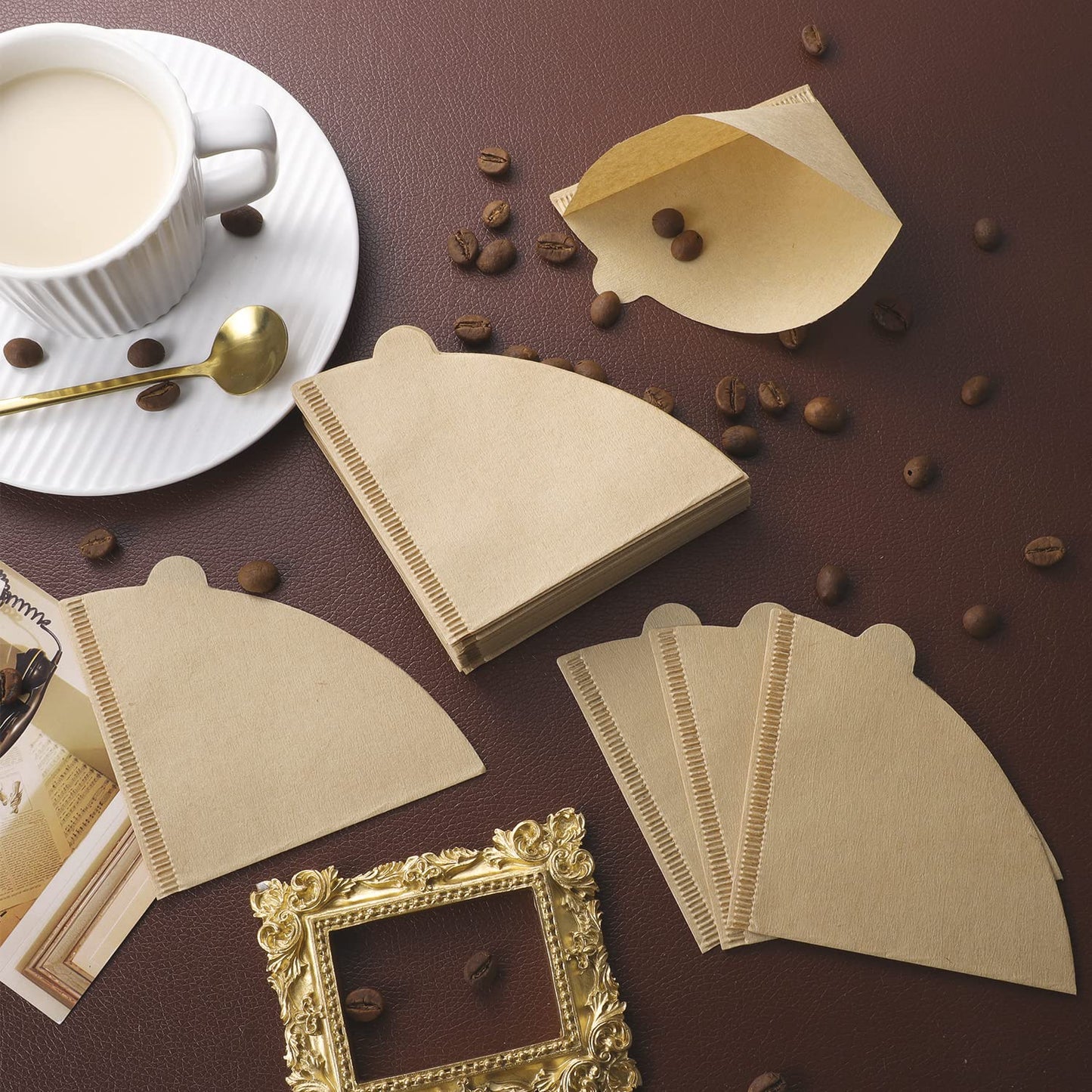 200 Pieces Coffee Filter Papers, 4.1x 5.5 Inch Disposable Filter Papers Size 01 Unbleached Cone Filter Papers Pour Over Coffee Filter Papers