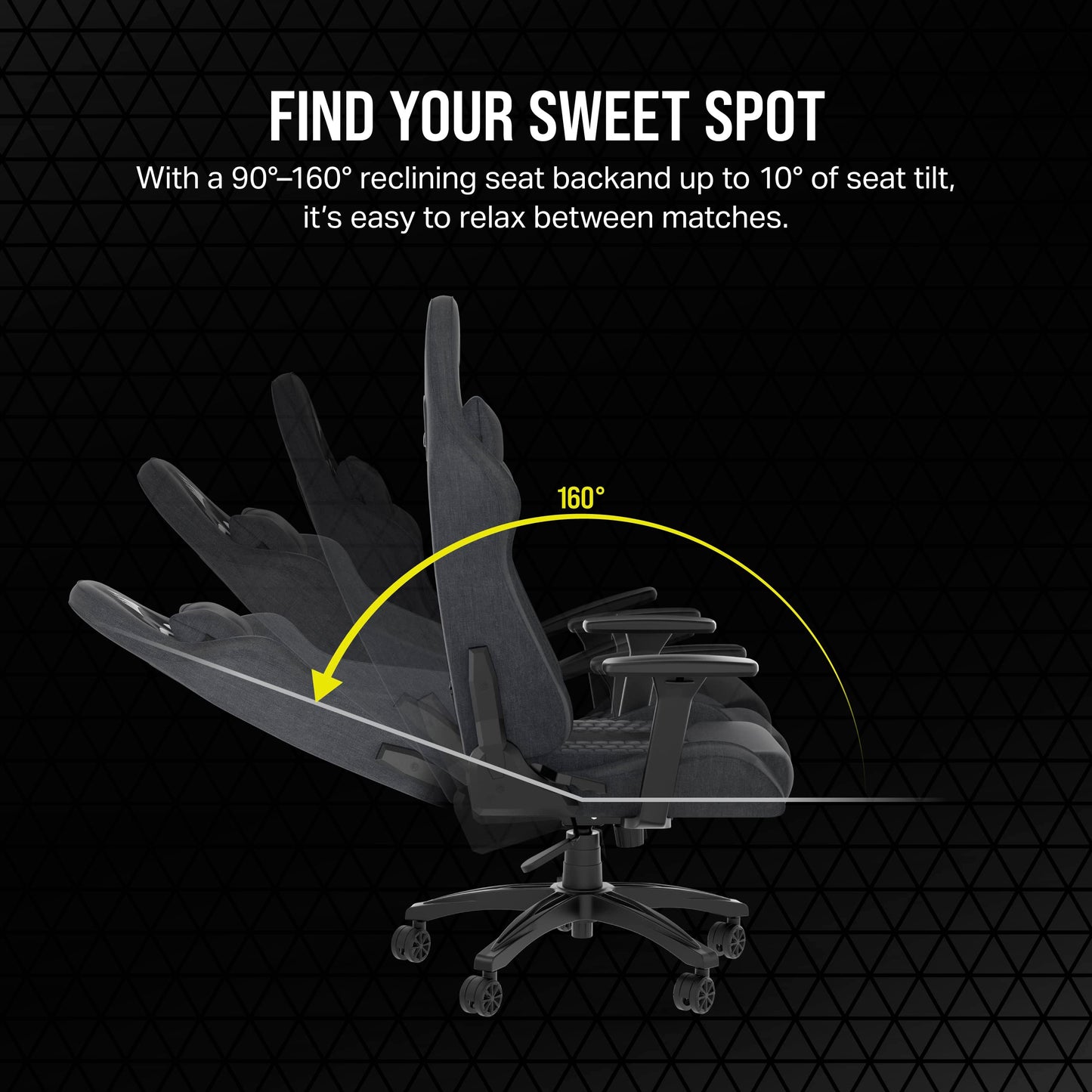 Corsair TC100 RELAXED Gaming Chair - Fabric - Racing-Inspired Design - Lumbar Pillow - Detachable Memory Foam Neck Pillow - Adjustable Seat Height - Adjustable Armrests - Grey & Black