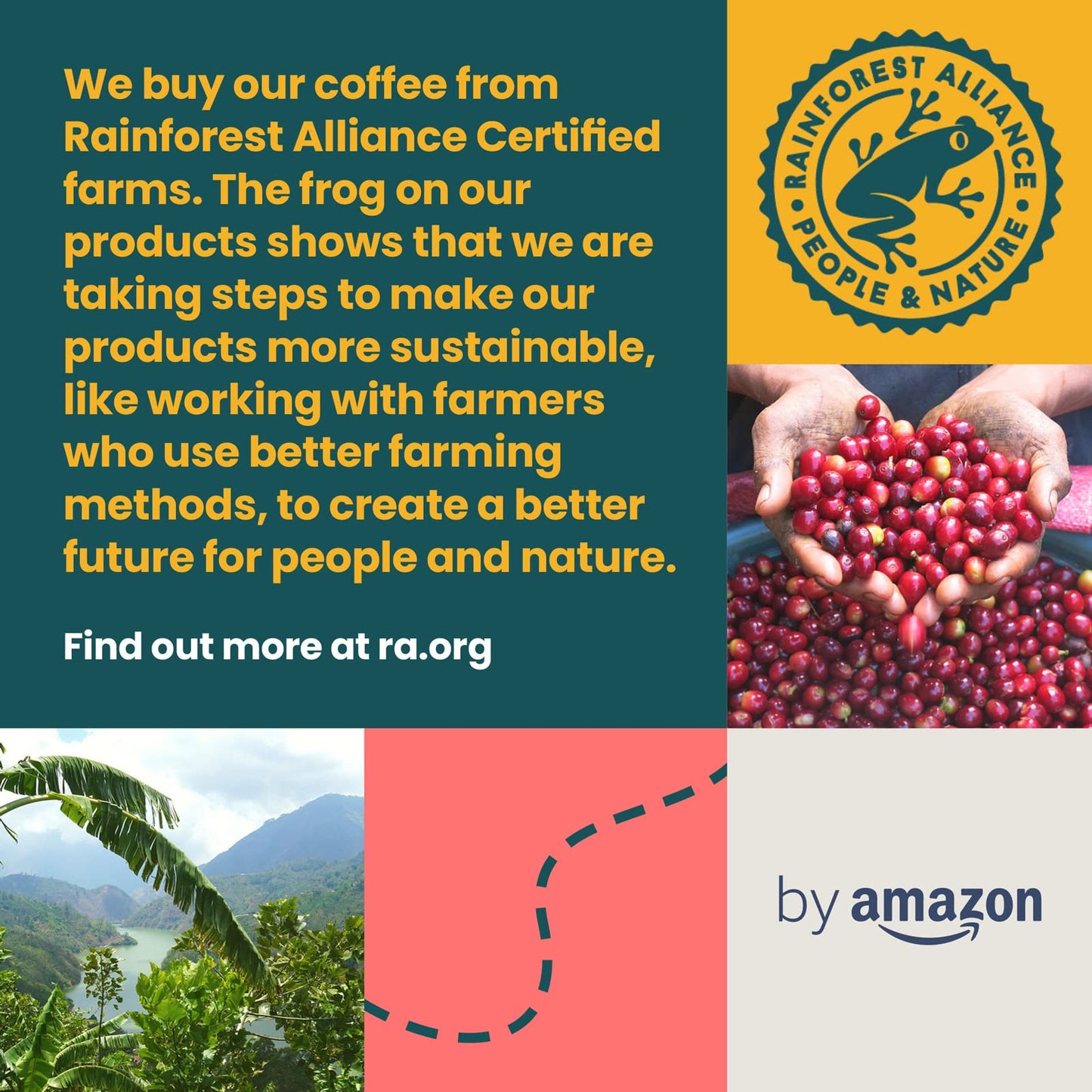 by Amazon Coffee Beans Caffè Intenso, Light Roast, 1kg (2 Packs of 500g), Rainforest Alliance Certified