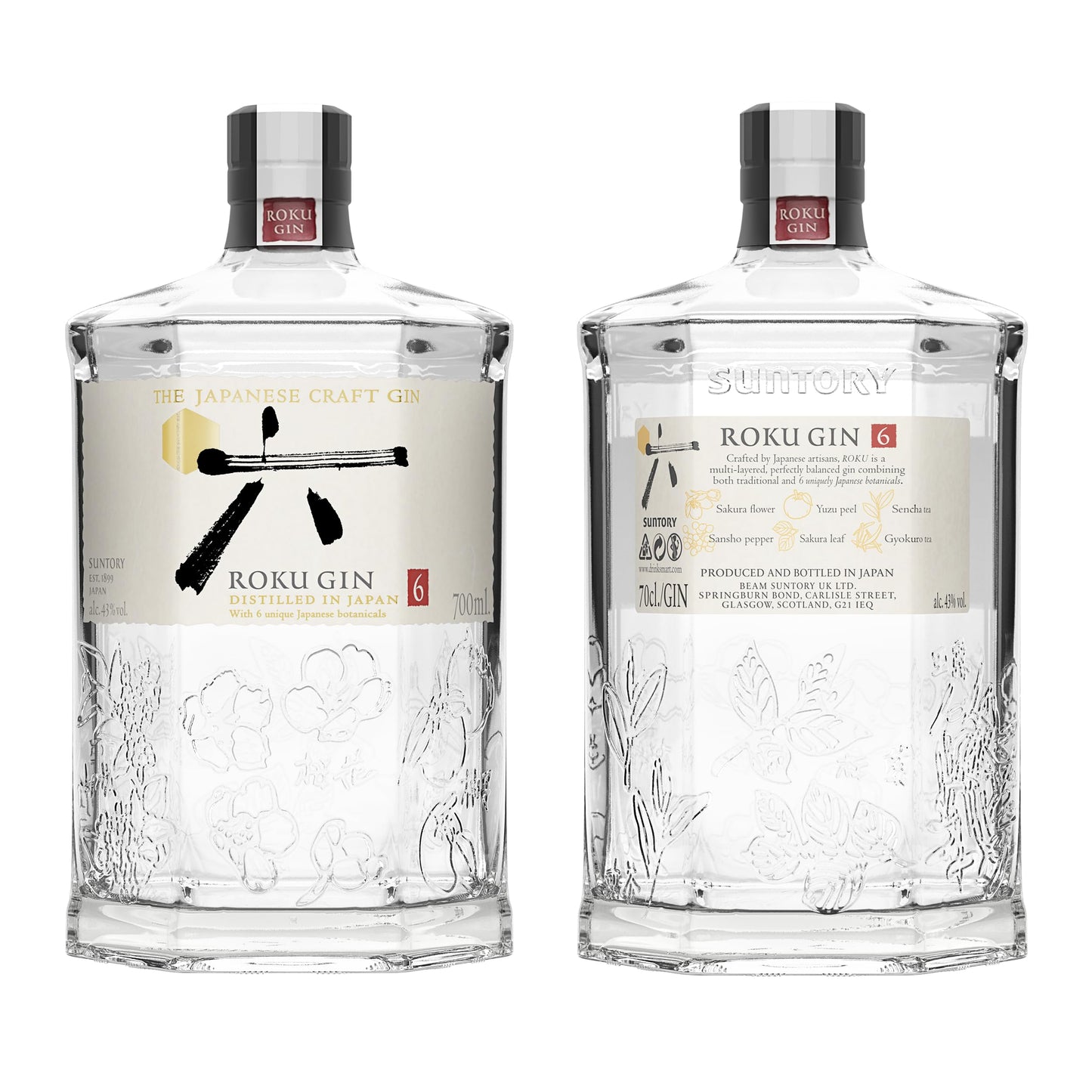 - Roku Suntory | Japanese | Craft | Gin | Crisp | Cherry Blossom, Yuzu and Sansho Pepper -