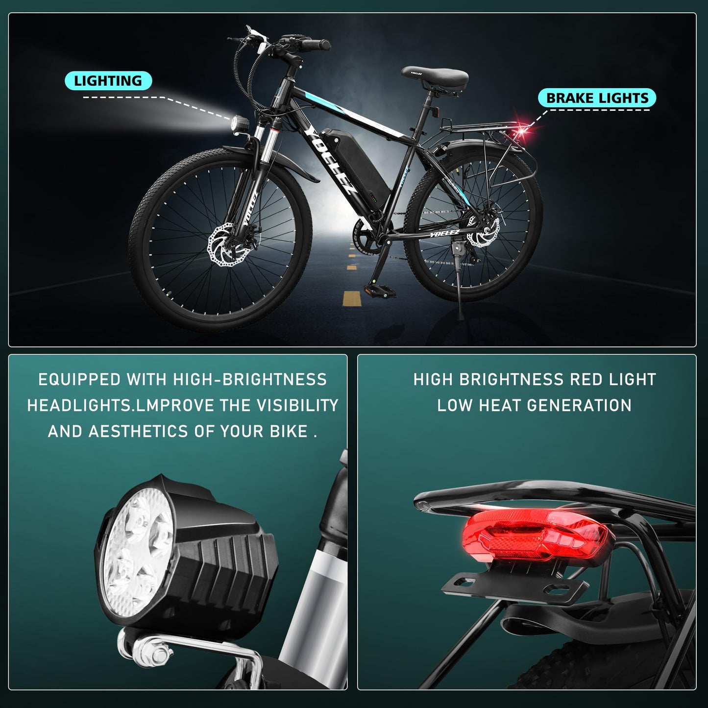 26'' Electric Bikes for Adults. City Commuter E-bike with High-Speed Brushless Motor. Electric Bike for 7 Speed Gear, Built-in 36V-8Ah/13Ah Removable Li-Ion Battery, G51 LCD Display, Dual Disc Brake