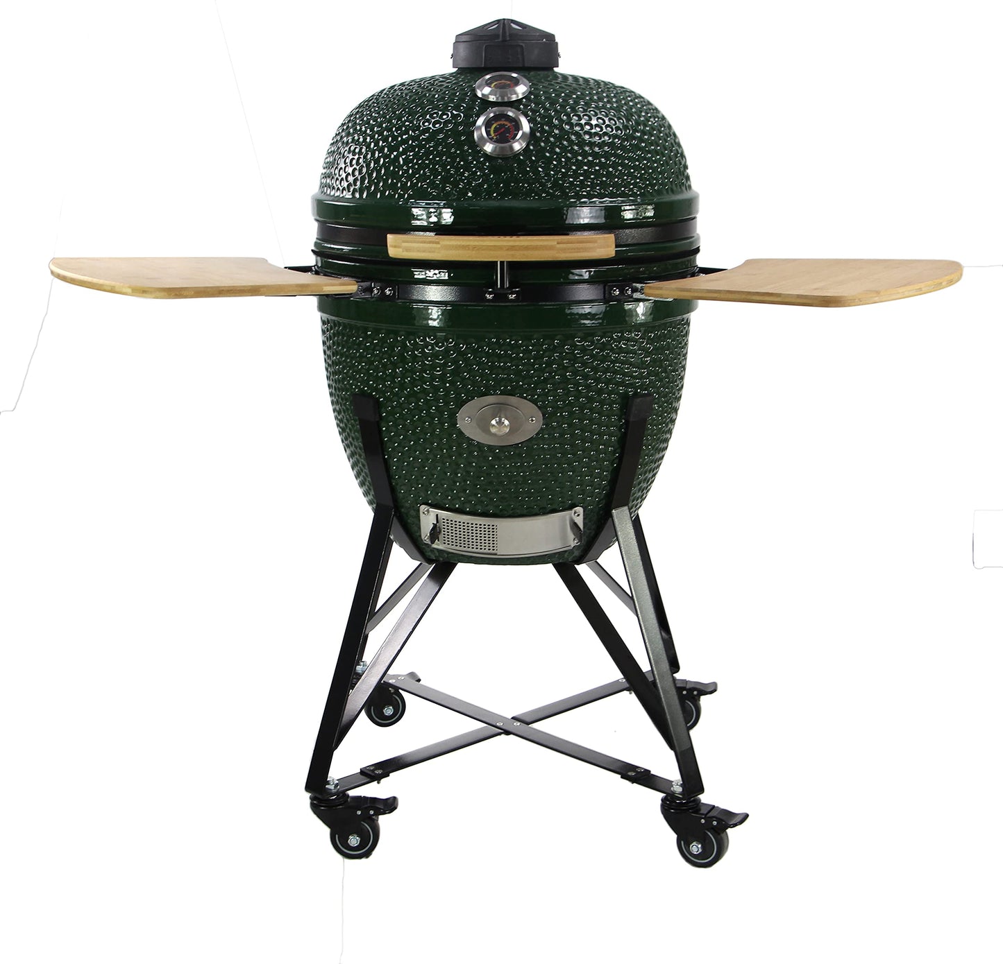 - YNNI KAMADO TQ0C23GR XL 23" Grill, Green with Chipfeeder, BBQ, Ceramic, Egg, Smoker