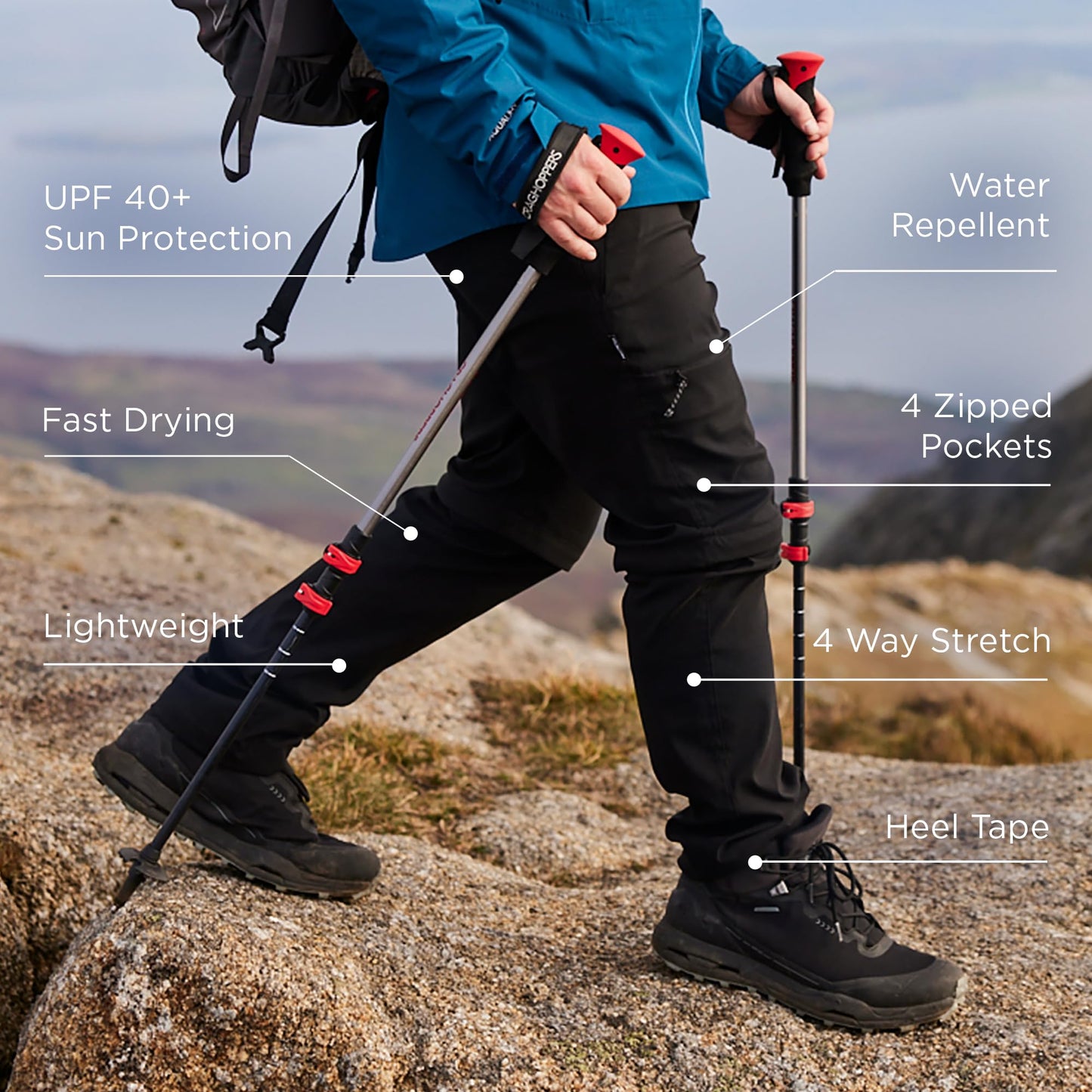 Craghoppers Men's Kiwi Pro Hiking Trousers, Dark Khaki, 32W
