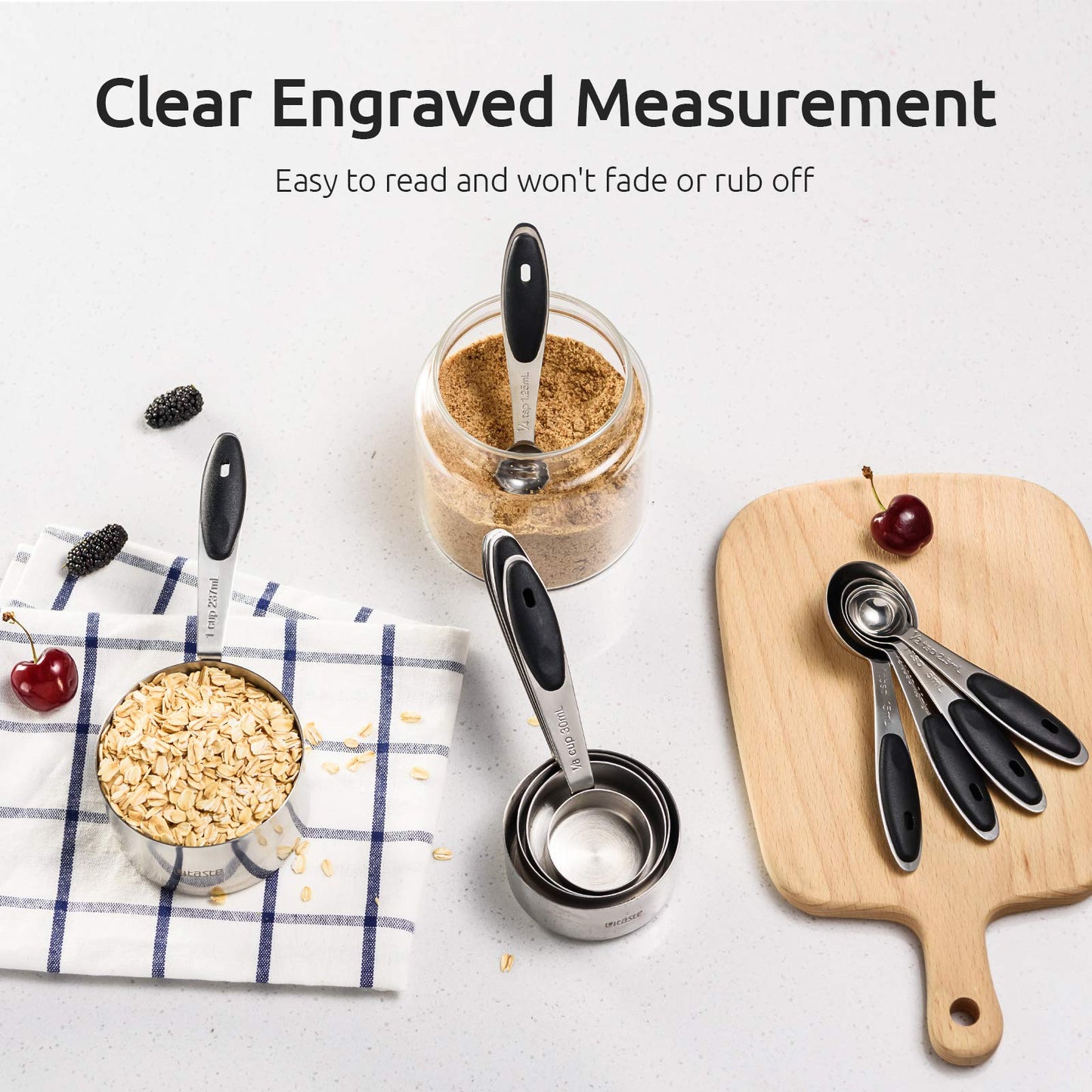 - U-Taste 18/8 Stainless Steel Measuring Cups and Spoons Set of 10 -