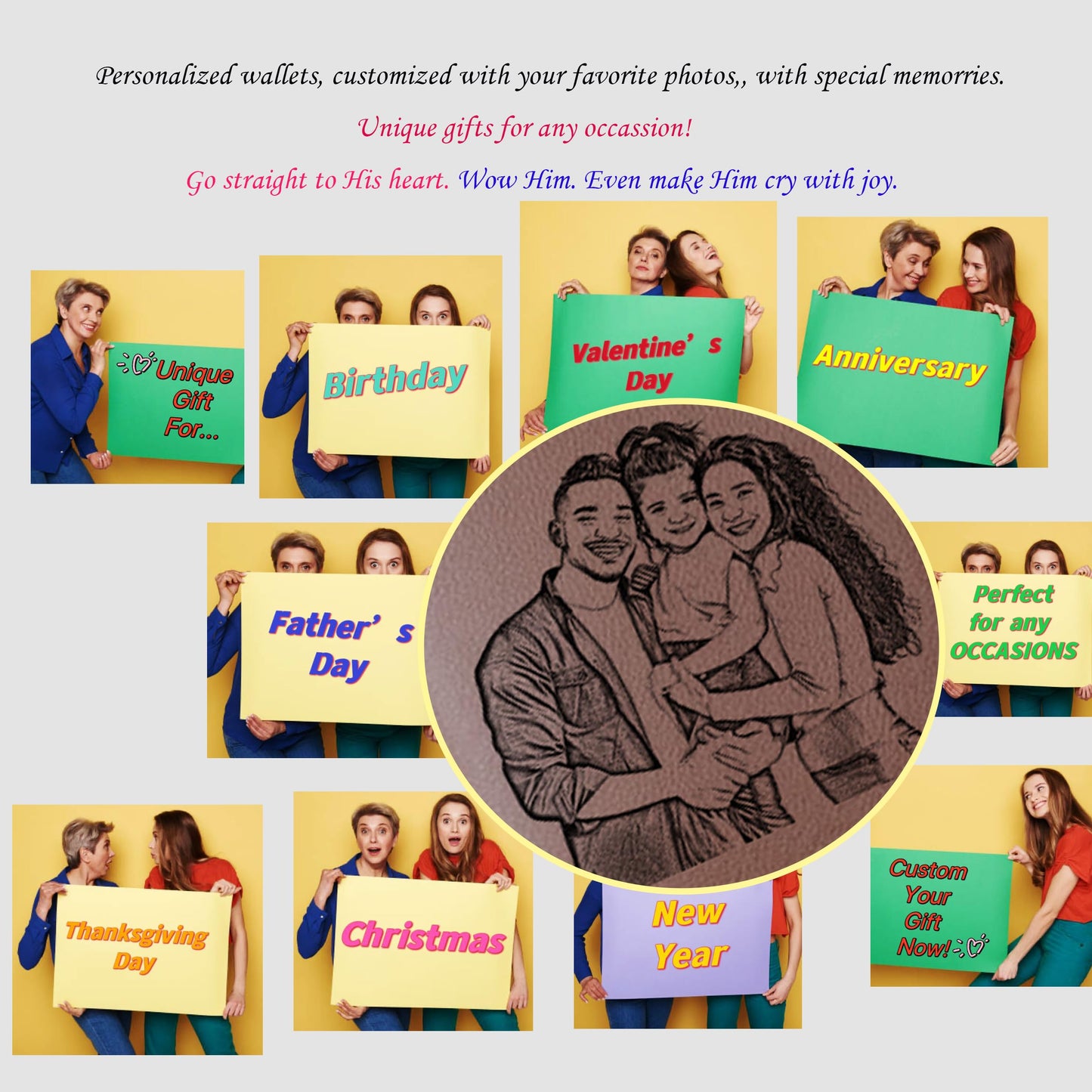 - Personalized Engraved Wallet | Custom Photo Leather Wallets for Men | Birthdays Day Gift -