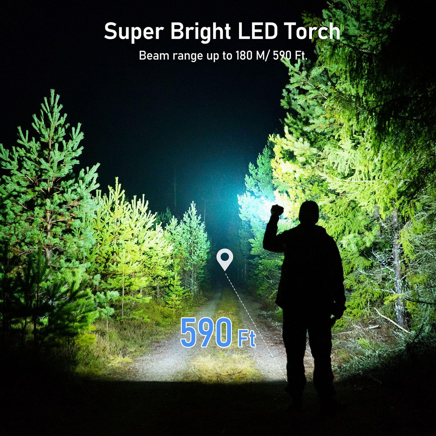 Blukar LED Torch Rechargeable, 2000L Super Bright Adjustable Focus Flashlight, 4 Lighting Modes, Long Battery Life, Waterproof Pocket Size Torch for Power Cuts, Emergency, Camping, Hiking, Outdoor