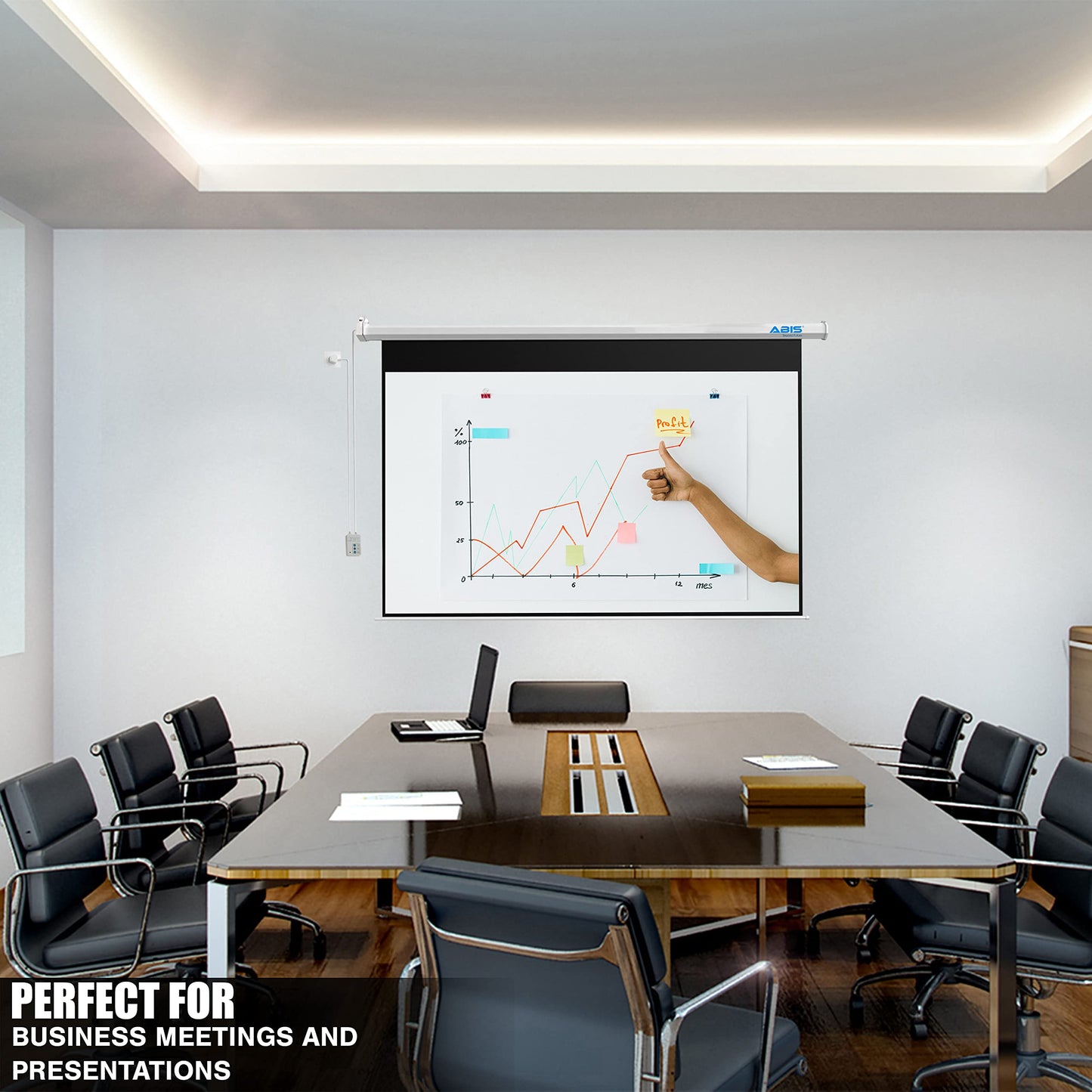 ABIS 84" Electric Motorised Projector Screen | Support 16:9 Aspect Ratio Resolution FHD, 2K to 8K | Perfect for Meeting, School, Home, Theatre, Cinema Indoor