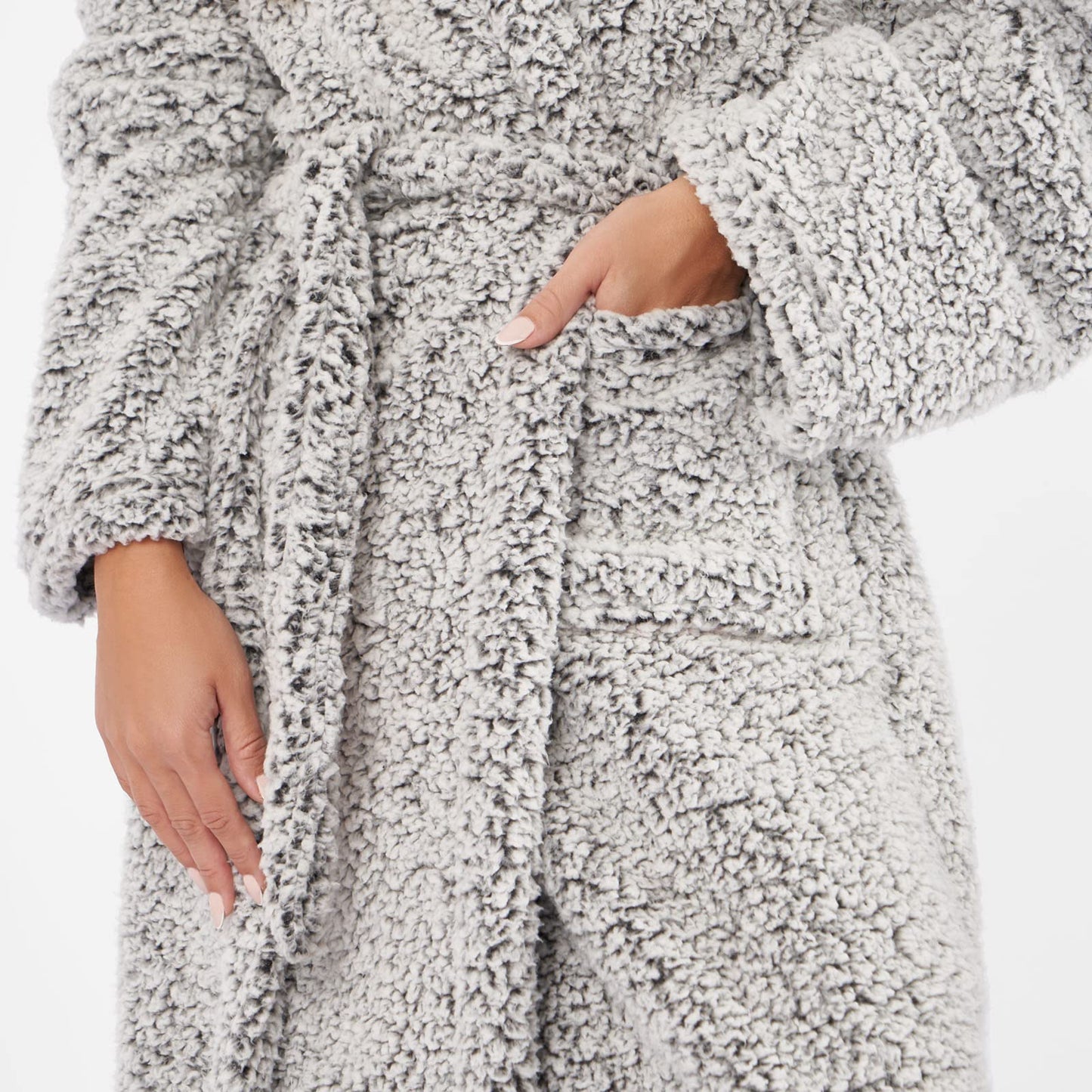 Brentfords Teddy Marl Super Soft Warm Fleece Adults Dressing Gown Full-Length Womens Ladies Robe, Charcoal Grey