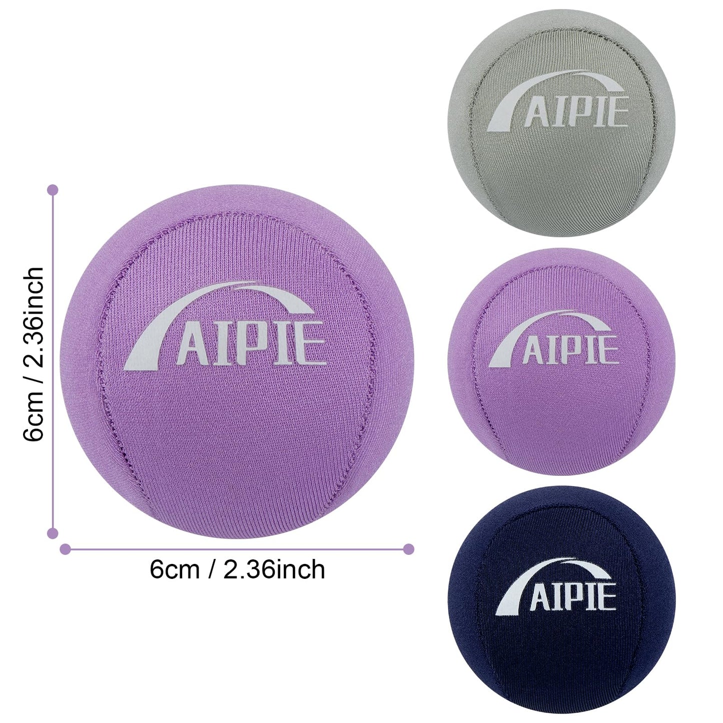 AIPIE 3 Stress Ball Hand Strength Trainer Physiotherapy 1 Soft 1 Medium 1 Hard Gel Massage Balls for Adult Anxiety Relief Comfort Grip Resistance Training Finger Palme Wrist Fidget Gift Set, Purple