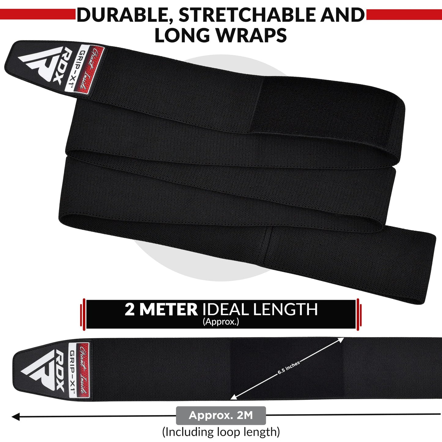 - RDX Knee Wraps Pair Weightlifting | IPL USPA Approved | 78” Elasticated Straps for Gym Workout -