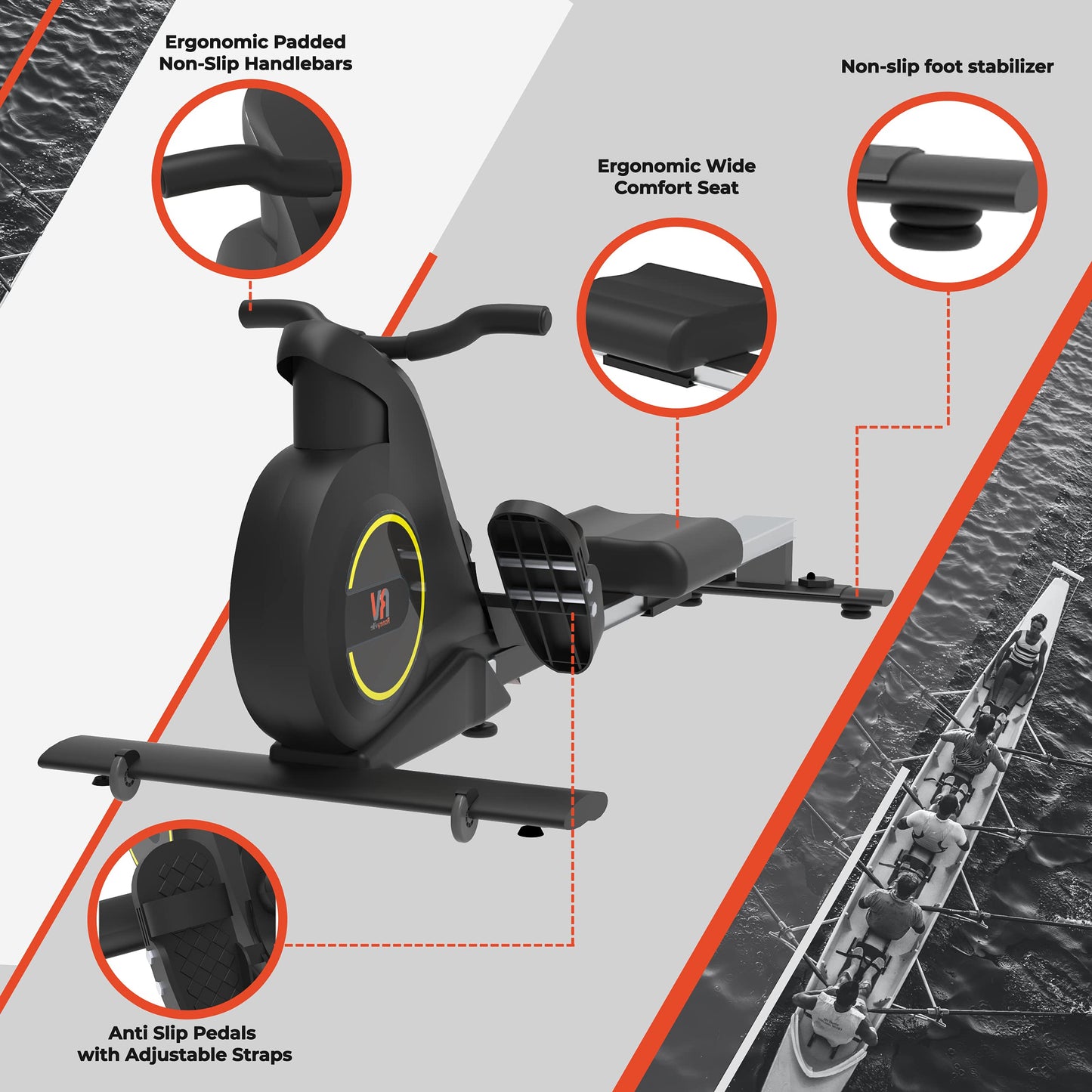 - Roneyville RowActiv8 | Smart Magnetic Rowing Machine | Home Gym | Digital Fitness -