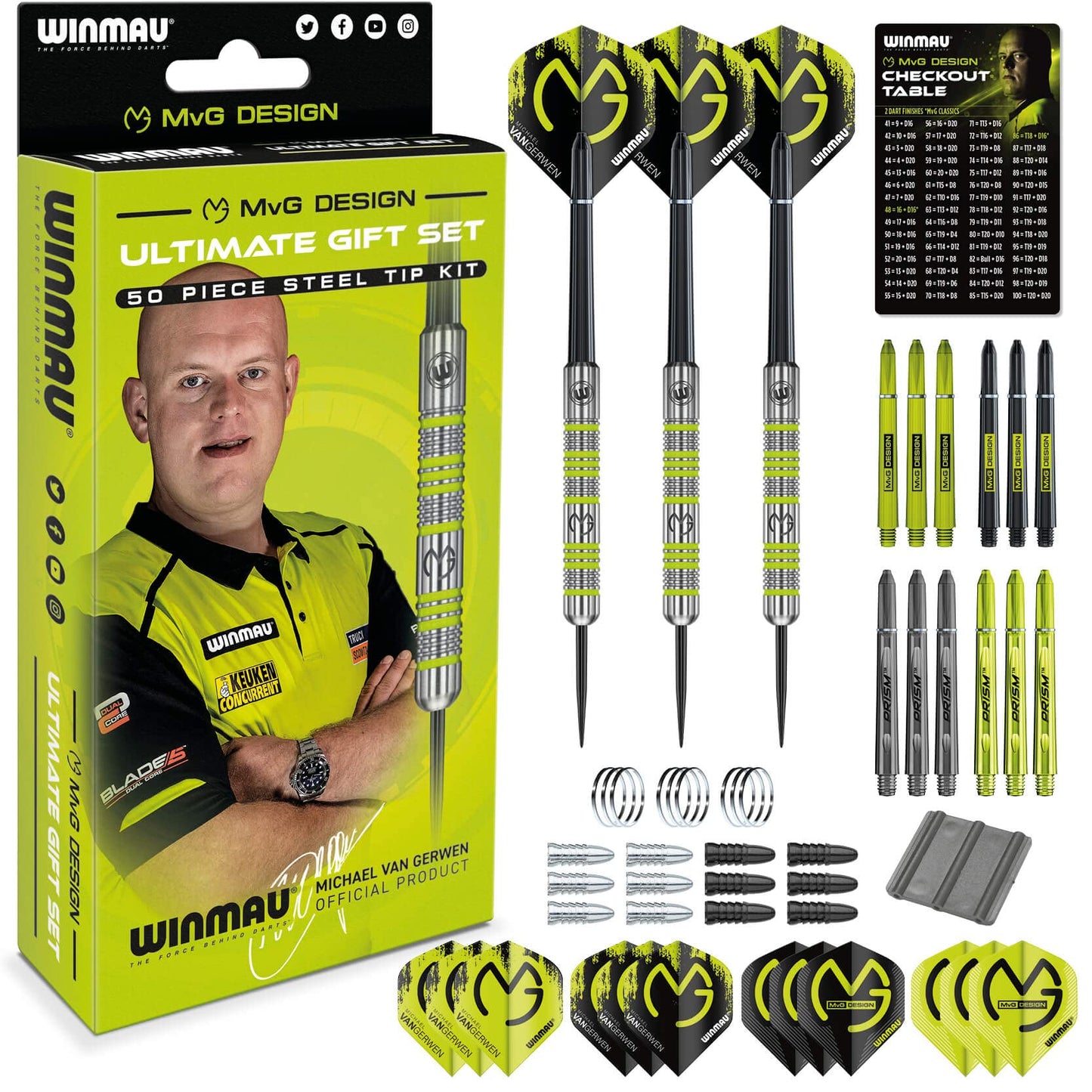- WINMAU Michael van Gerwen MvG Steeltip Gift Set - 50 Piece Darts Set