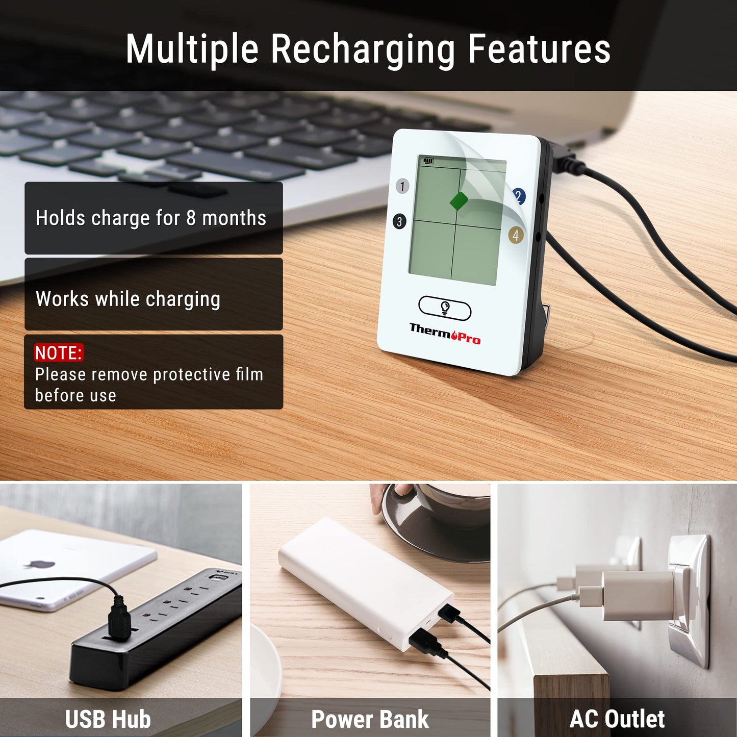 - ThermoPro TP25 Bluetooth Meat Thermometer | 4 Temperature Probes | Smart Wireless Digital BBQ Thermometer -