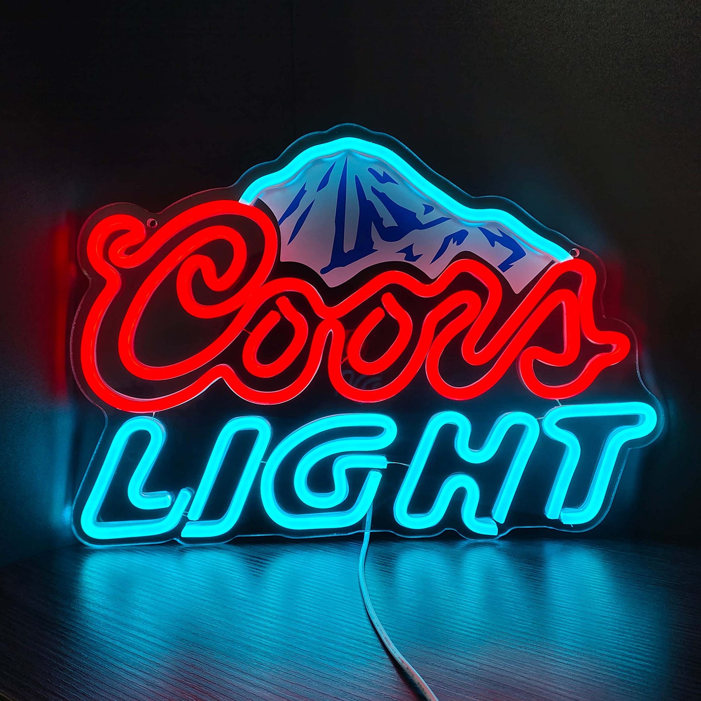 Beer Neon Sign LED Neon Beer Bar Signs for Man Cave Decor Beer Logo Sign with Mountain Pattern Printing Chill Mountain Home Bar Sign (Beer Logo)
