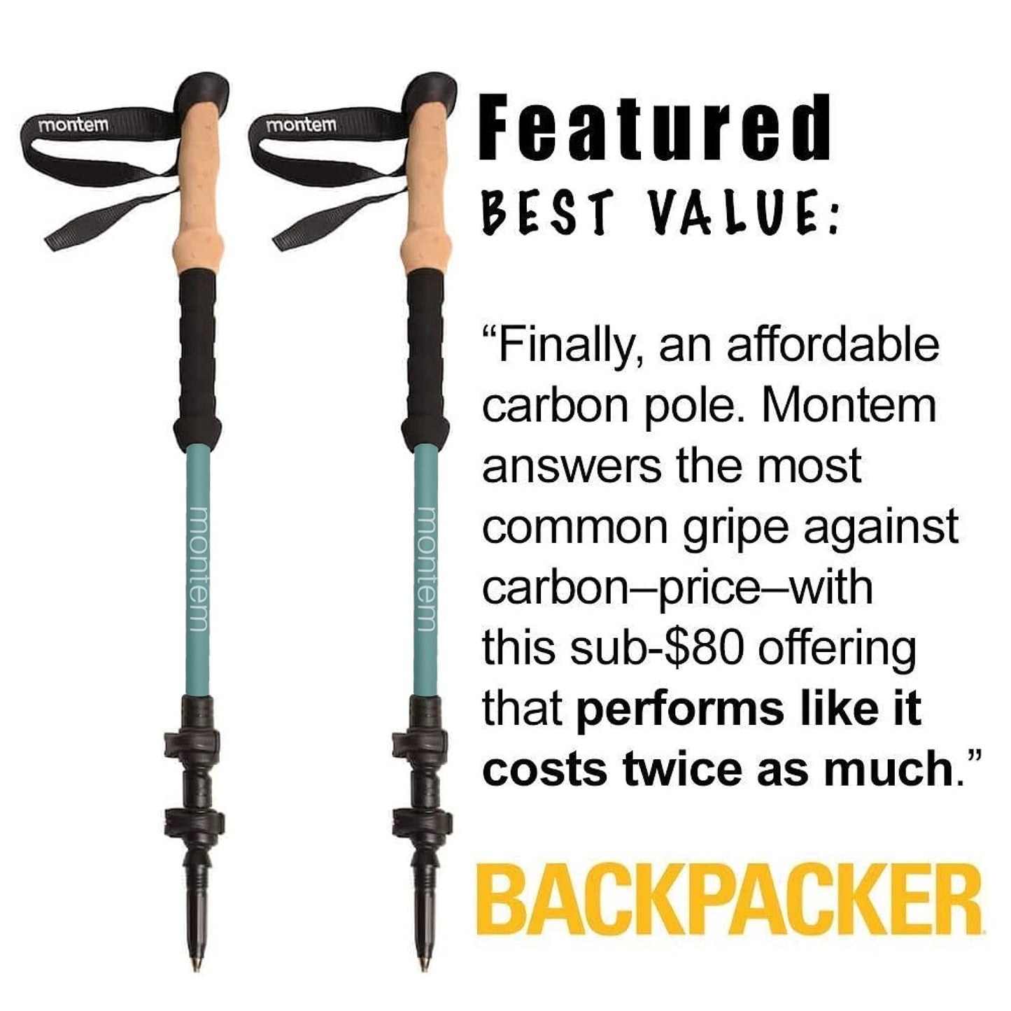 - Montem Ultra Light 100% Carbon Fiber Trekking | Walking | Hiking Poles | One Pair (2 Poles) -