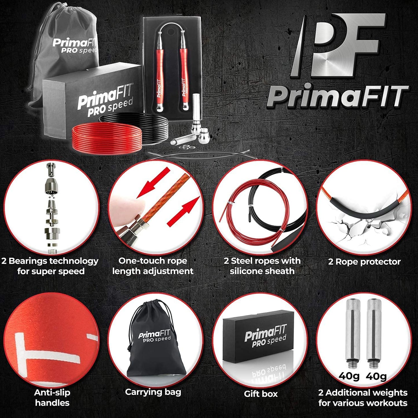 - PrimaFIT Pro Speed Skipping Rope | Weighted Jump Rope -