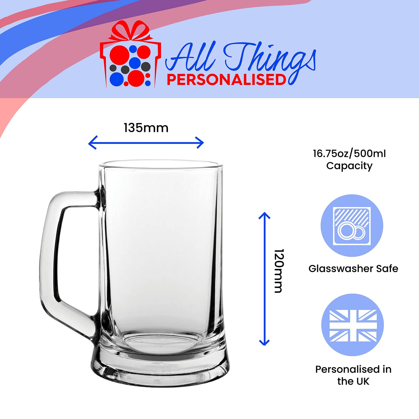- Personalised Engraved Glass Beer Stein -