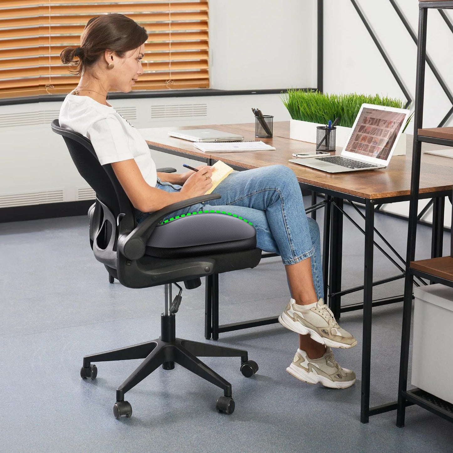 Benazcap Large Seat Cushion for Office Chair Memory Foam Coccyx Pain Relief Cushion Pillow for Office Desk, Car Seat, Wheelchair, Sciatica