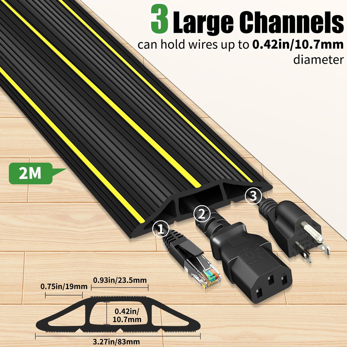 - Floor Cable Protector | 2M Floor Cord Covers | Cable Covers for Wires Floor -