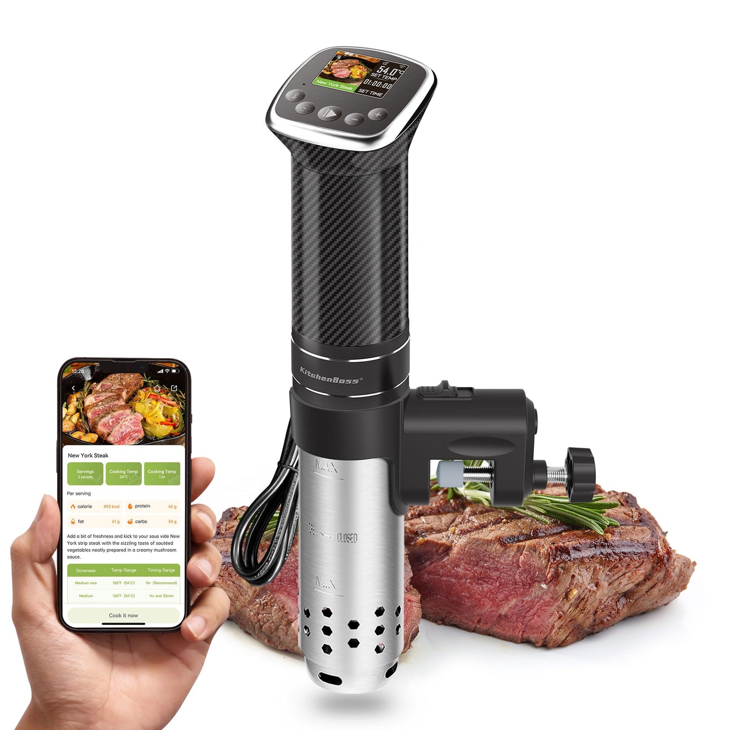 - KitchenBoss WIFI Sous Vide Machine | Sous Vide Cooker | Ultra Quiet Cooking Machine -