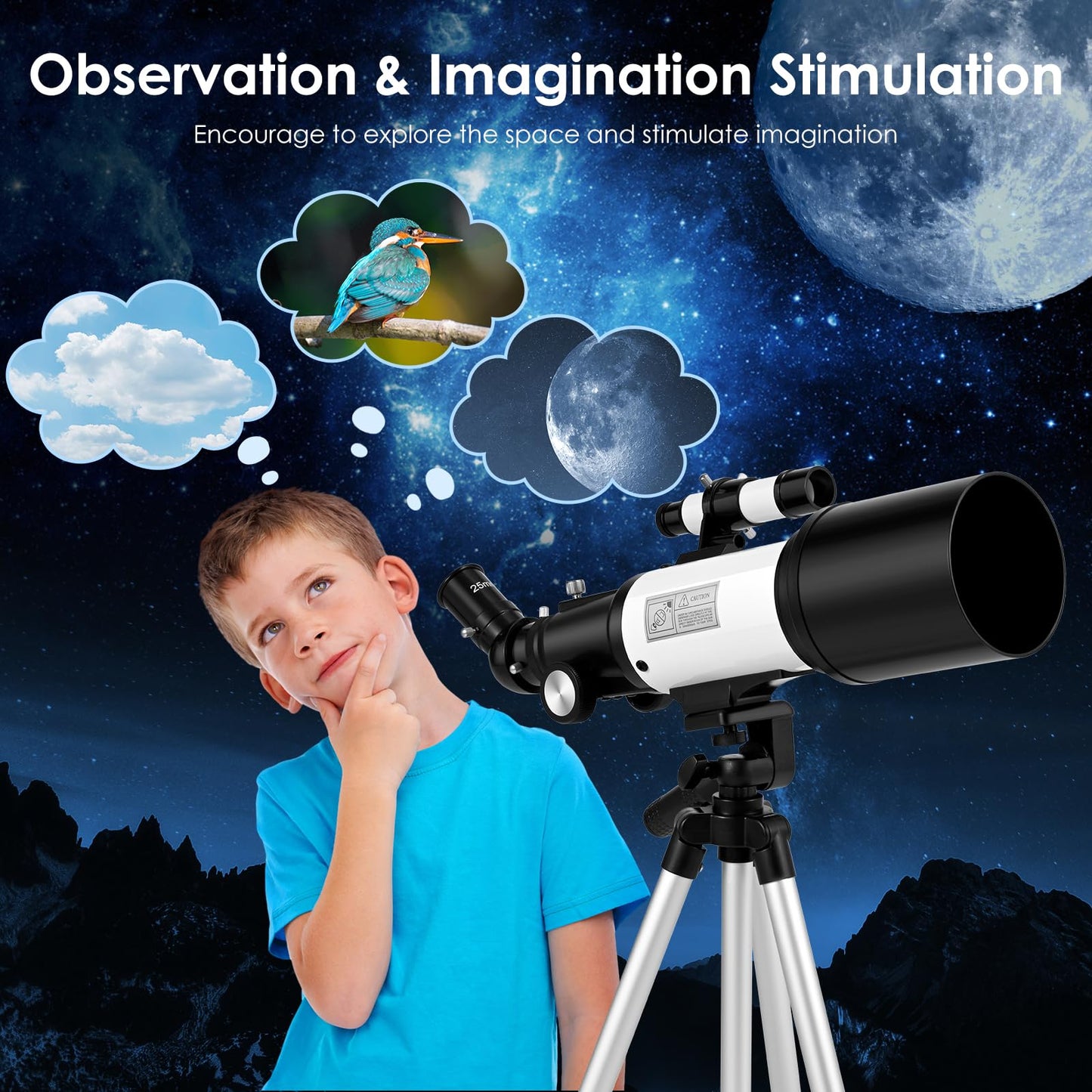 - Smautop Telescope for Kids Beginners Adult | Astronomical Refractor Telescope -
