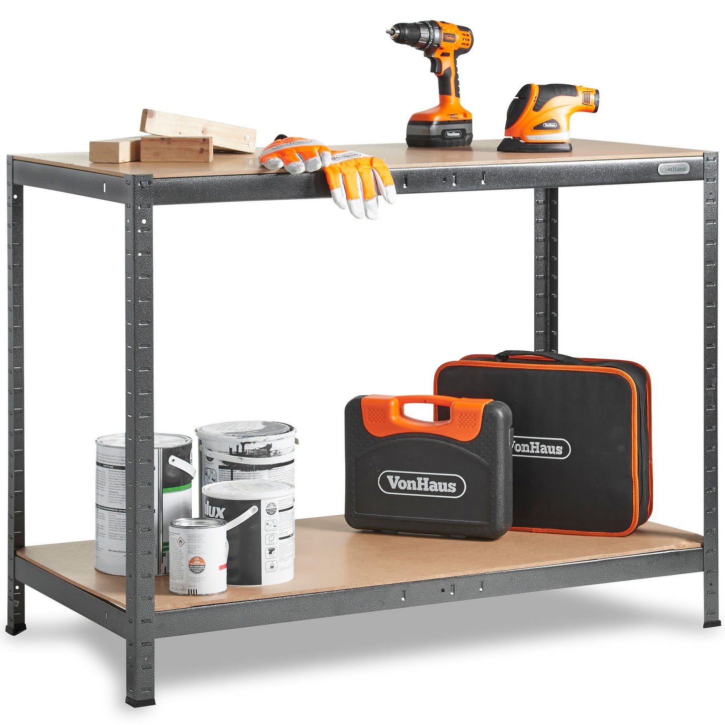 - VonHaus Work Bench - Heavy Duty Garage Workbench with Storage for General DIY Tasks