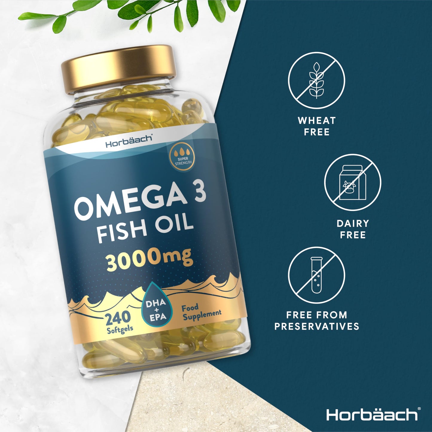 - Omega 3 Capsules 3000mg | 240 Count | Super Strength Fish Oil -