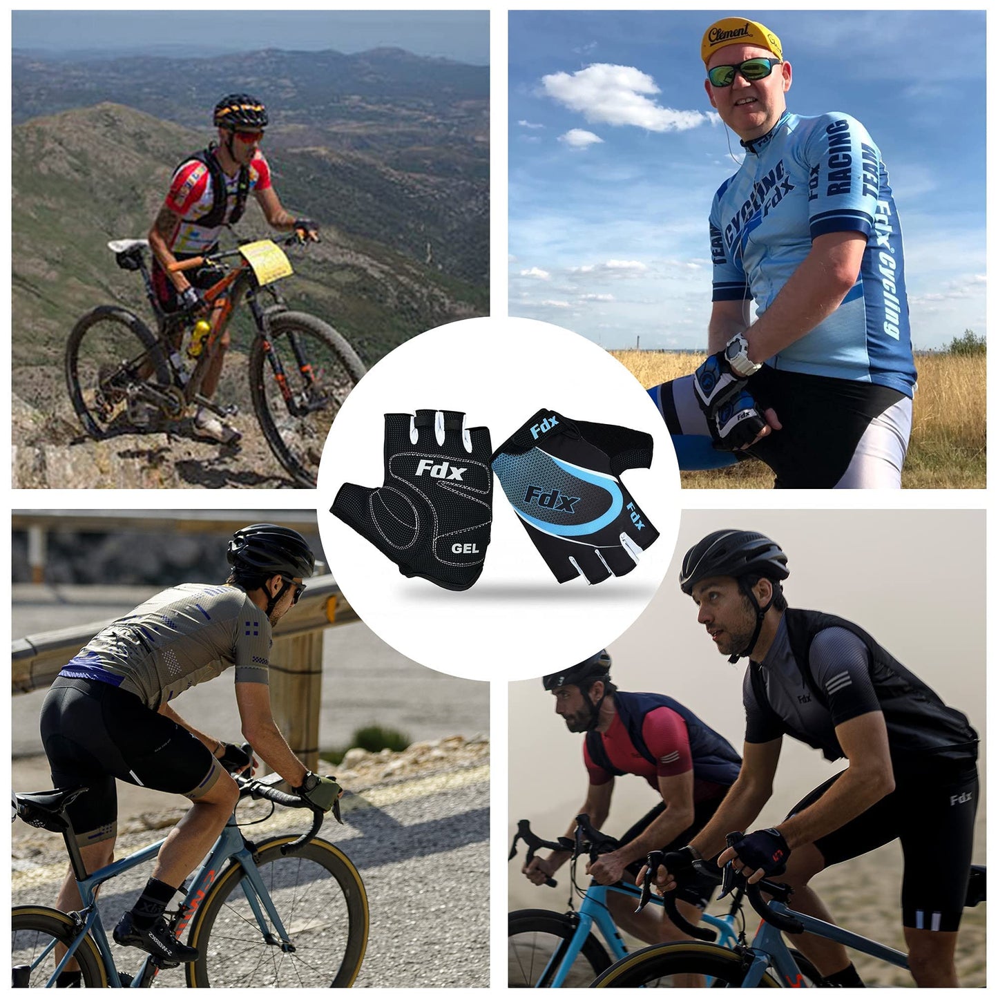 - FDX Half Finger Cycling Gloves | Breathable | Gel Padded Protection | Anti-Slip -