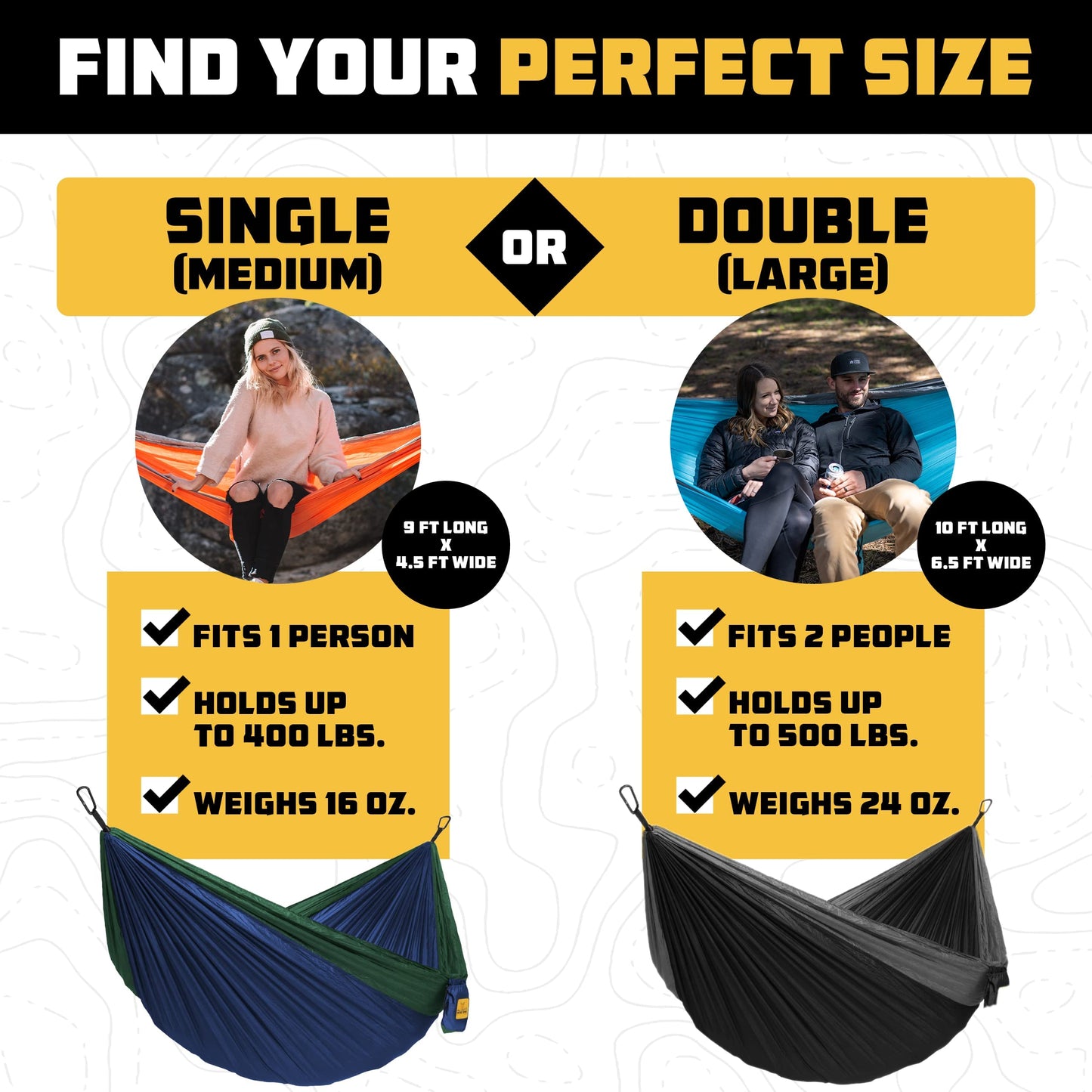- Wise Owl Outfitters Camping Hammock - Single or Double Sized Indoor & Outdoor Hammocks