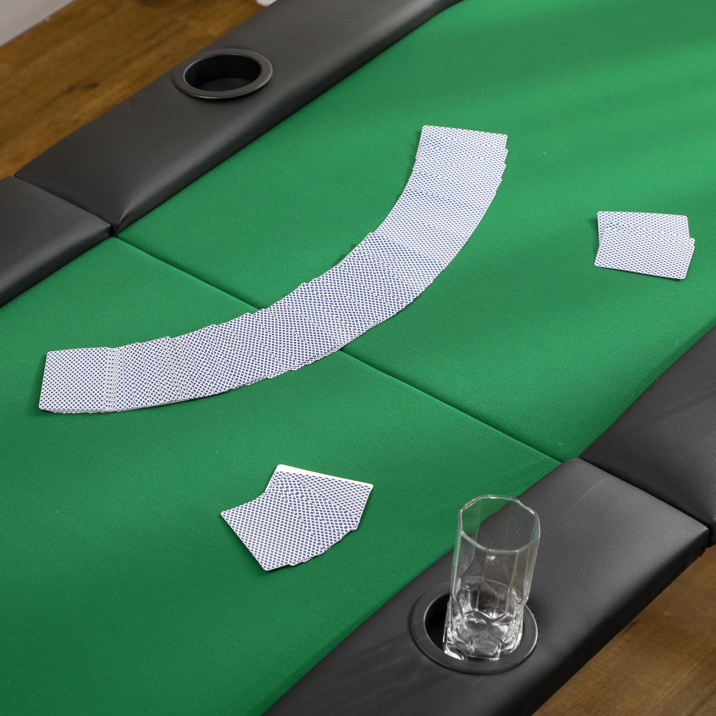 - HOMCOM Poker Table 1.85m Folding Top for | 8 Players Casino | Chip Trays | Drink Holders -