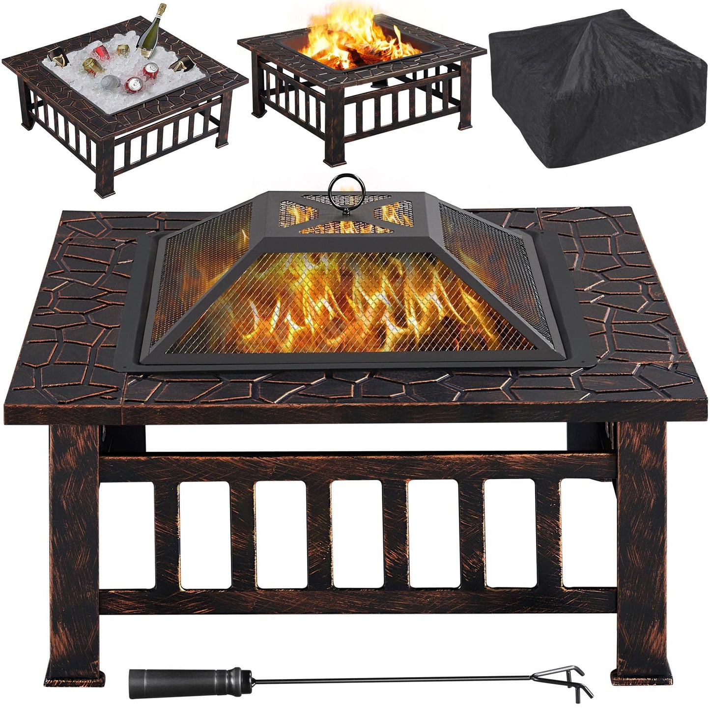 - Yaheetech Fire Pit for Garden,Garden Stove Brazier For BBQ, Heating, Cooling Drinks.