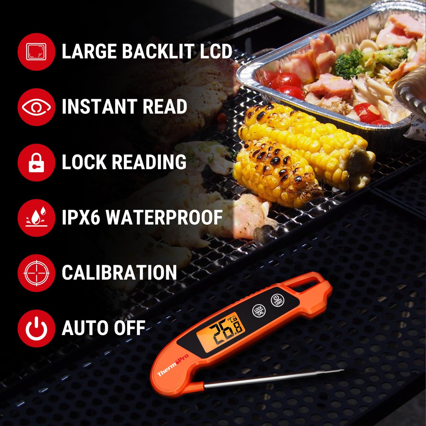 - ThermoPro TP603 Digital Meat Thermometer for Kitchen | IPX6 Waterproof Food Thermometer -