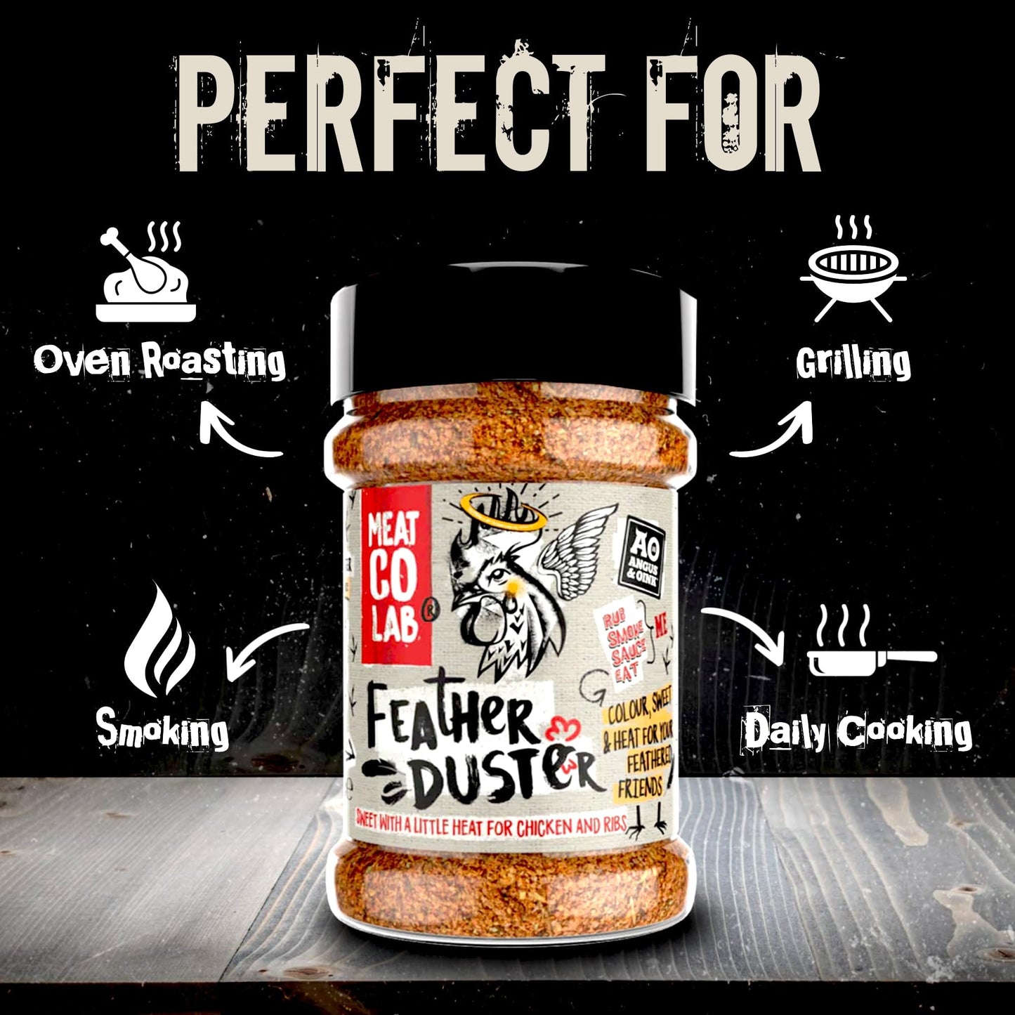 Angus & Oink | Feather Duster Chicken BBQ Rub | Orange, Paprika, Chipotle and Lemon Pepper Seasoning, Perfect For Chicken | Gluten-Free, Vegan Friendly | 200g