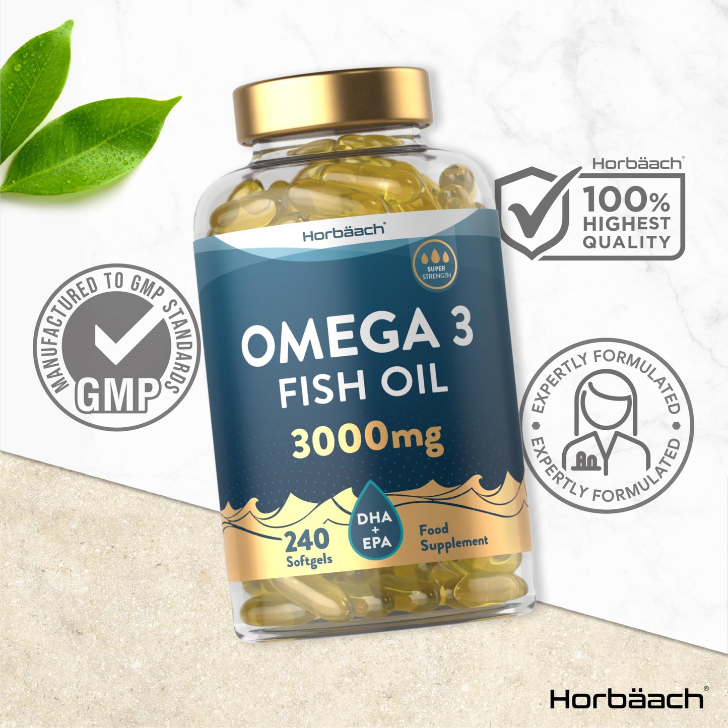 - Omega 3 Capsules 3000mg | 240 Count | Super Strength Fish Oil -