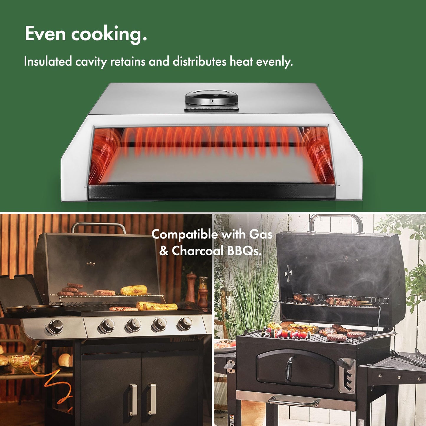 - VonHaus BBQ Pizza Oven Outdoor – Pizza Stone Included, for Charcoal & Gas Barbecue Grills –