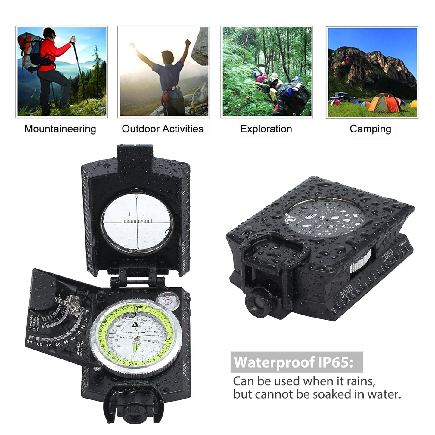 - Proster Compass For Hiking | With Fluorescent Scale Waterproof Sighting -