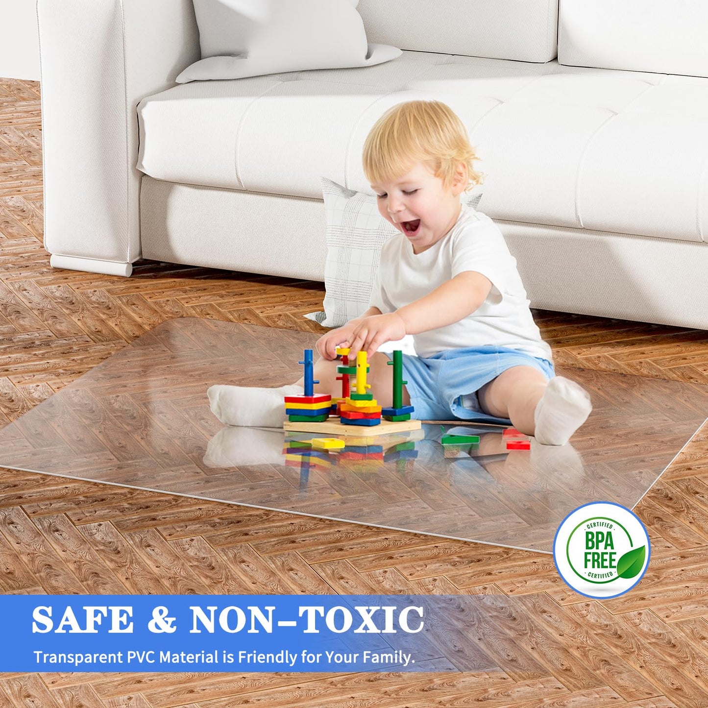 - WASJOYE Chair Mat for Hard Floor Office Chair Mat Desks Mats Large 90 * 120cm,Transparent Clear PVC Floor Protector