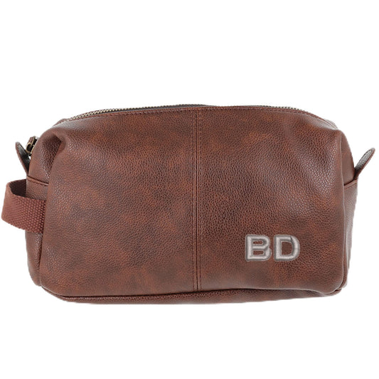 Brown Personalised Mens Leather Toiletry Bag Mens Travel Wash Bag Empty Birthday Gifts for Him Fathers Birthday Gifts Personalised Mens Leather Wash Bag Only