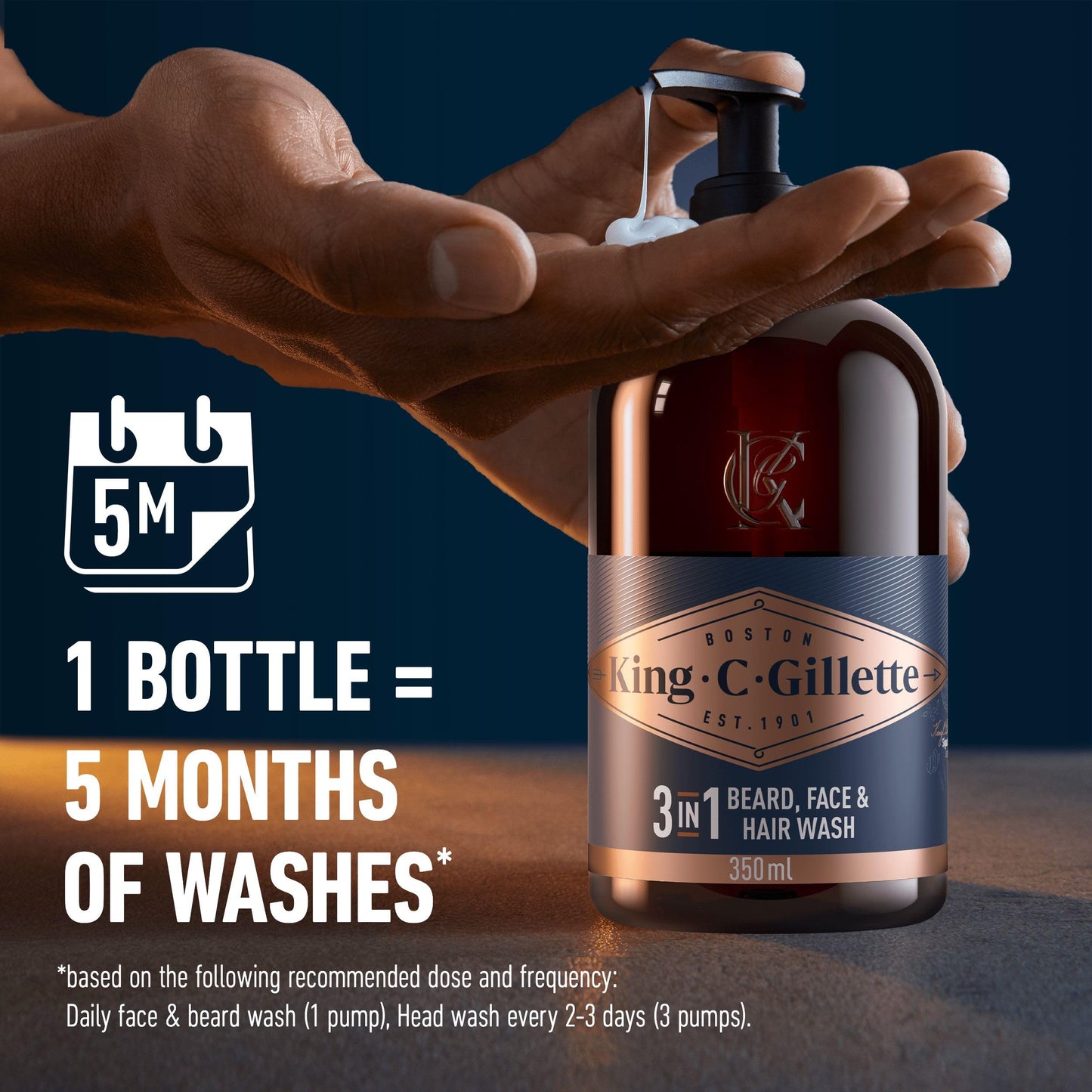 - King C. Gillette Beard Shampoo & Face Wash | 350 ml |  Helps Beard Growth -