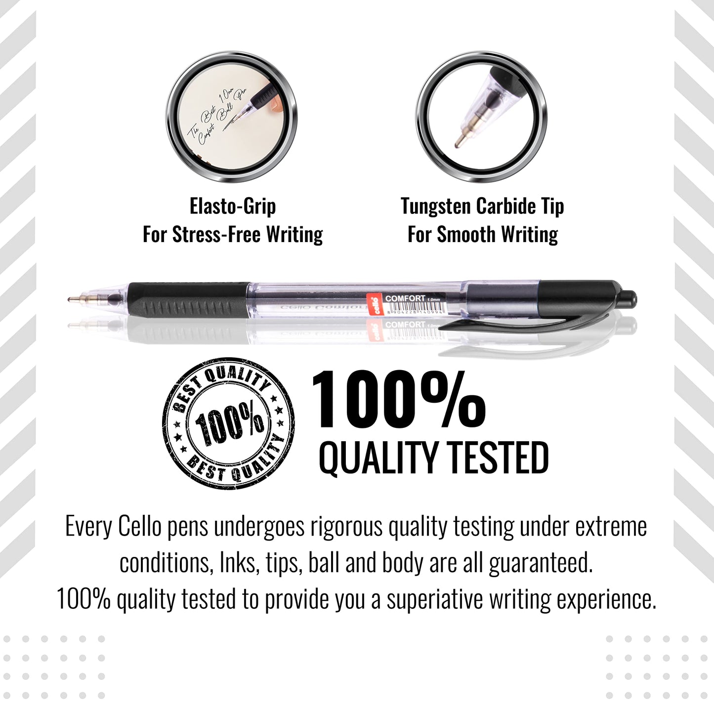 Cello Ballpoint Black Pens, Pack of 24 (1.0mm) Medium Point Retractable, Coloured pens Ball Point Black Ink biro Pens; Ideal for Office supplies, School Stationary supplies