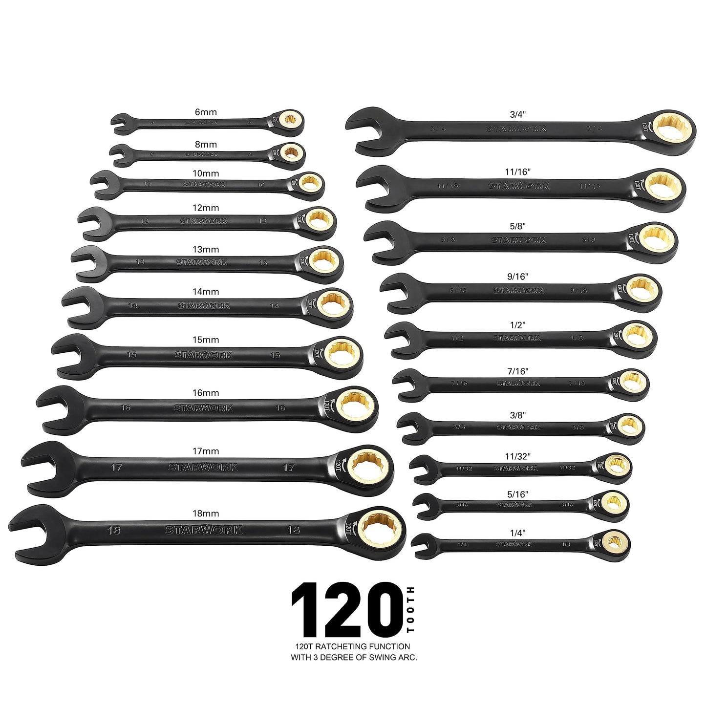 - STARWORK True Mechanic™ | 303-Piece Mechanics Tool Set | 120T Ratcheting Wrench -