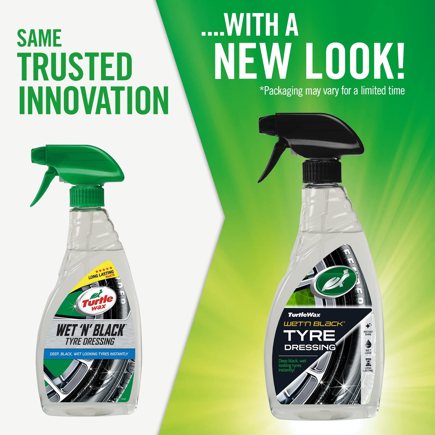 - Turtle Wax 51801 Spray | Wet n Black Car Tyre Dressing | Instant Deep Black Wet Looking Tyres | 500ml -