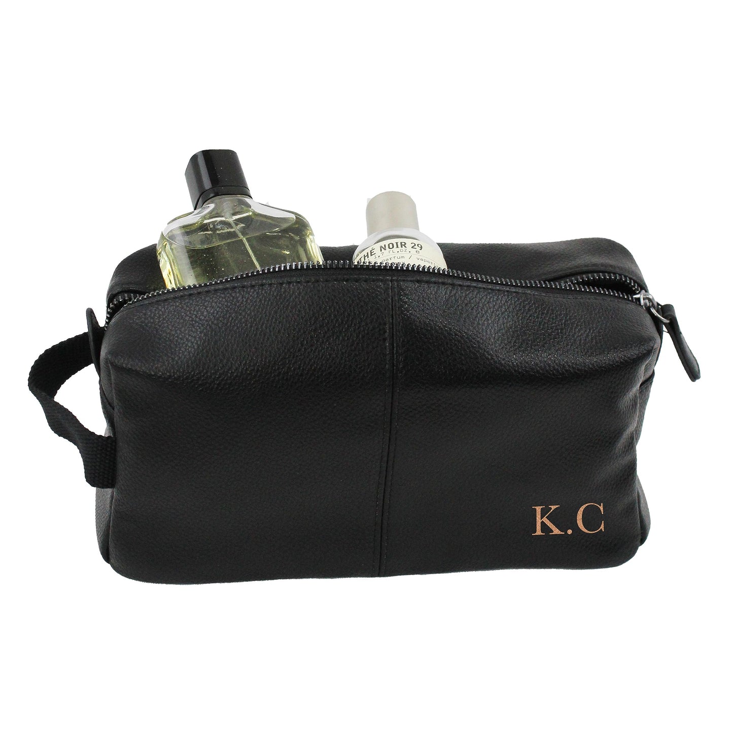 - eBuyGB Personalised Men's Leather Look Wash Bag | Initials -
