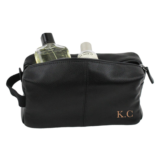 - eBuyGB Personalised Men's Leather Look Wash Bag | Initials -
