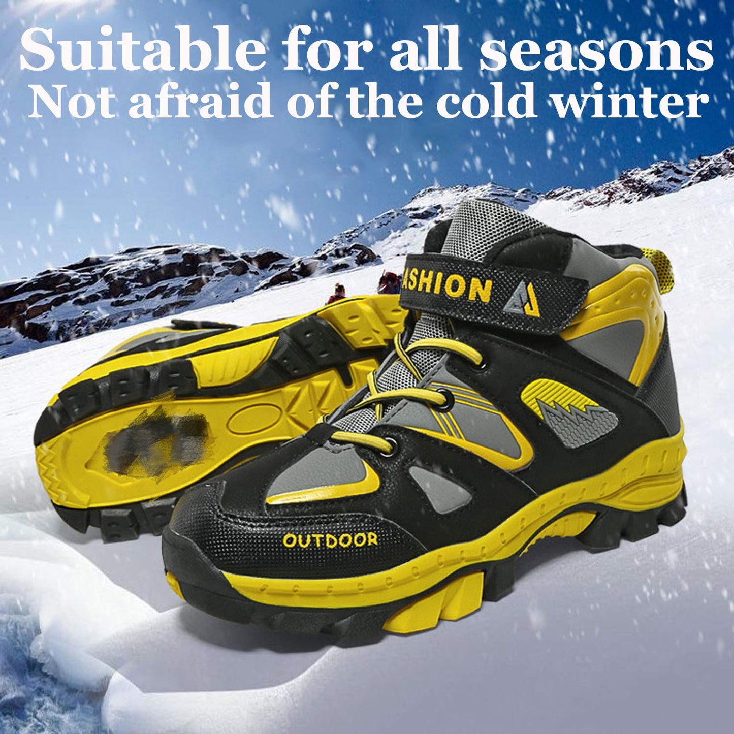 - Unitysow Boys Trekking & Hiking Footwear - Kids Walking Boots - Waterproof Trainers - Yellow,6.5 UK -