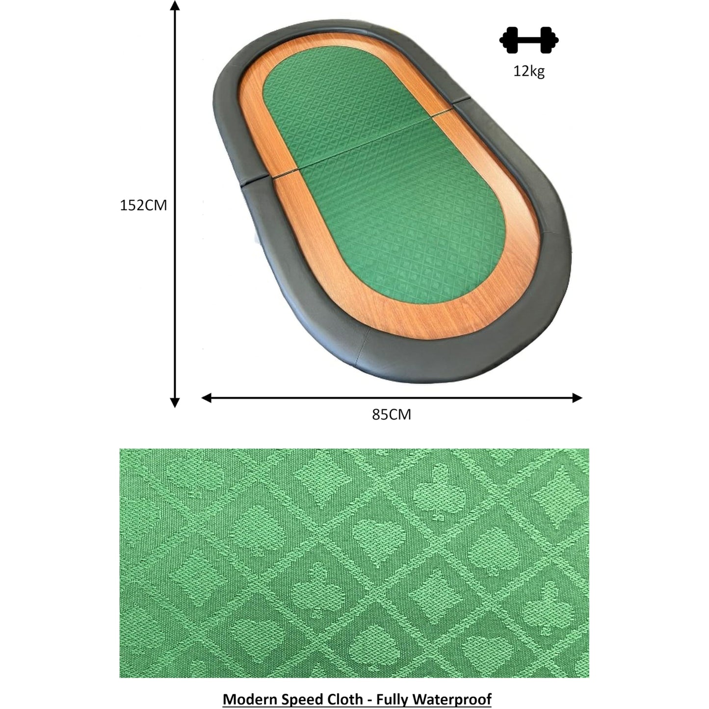 - Professional Poker Table Top | Green Speed Cloth with Fold -