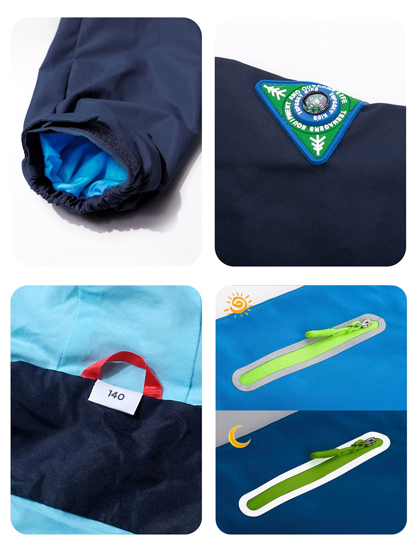 - YoungSoul Boys Girls Colorblocked Raincoat Lightweight Outdoor Waterproof Jacket with Hood Dark Blue