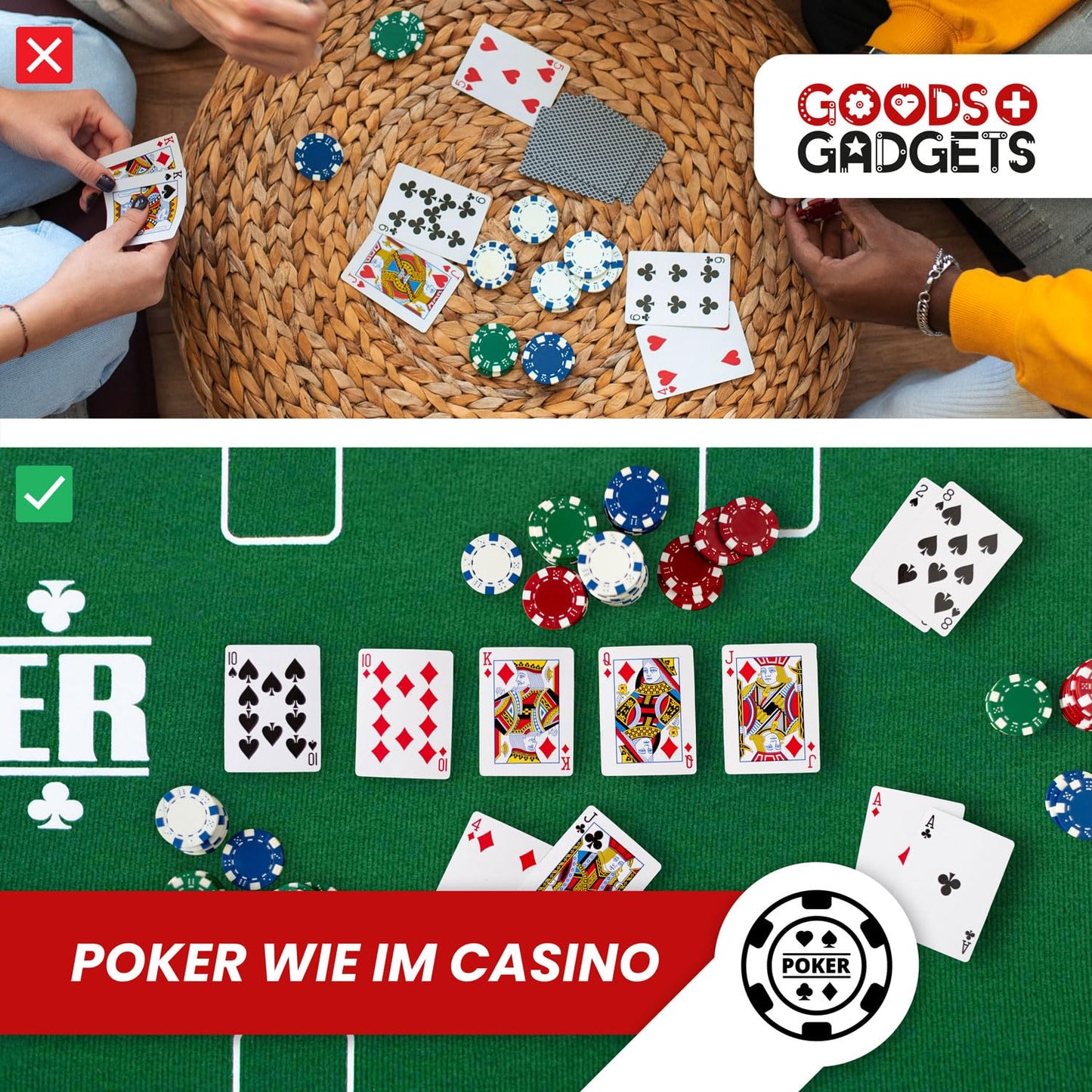 - GOODS+GADGETS XXL Poker Table Rest | 160 x 80 cm Foldable Poker Mat -