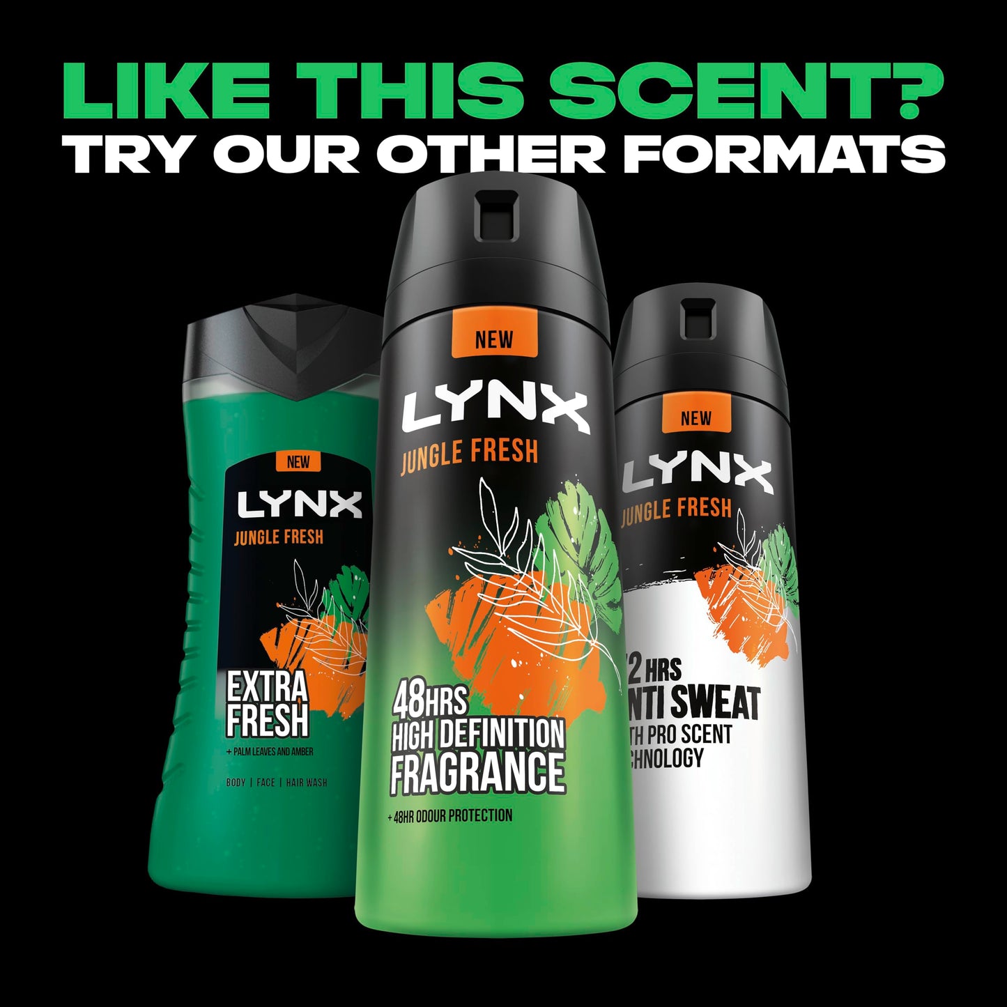 - Lynx Jungle Fresh 3-in-1  | Body Wash hair, face and body cleanser -